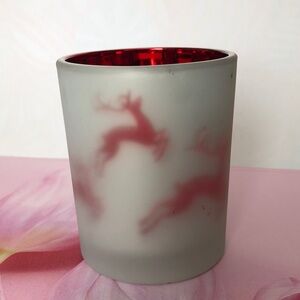 Frosted Glass Candle Holder Reindeer